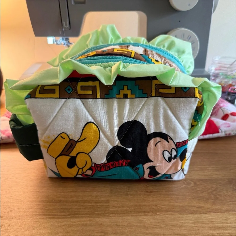 Handmade Diaper and Wipes Pouch - Green and Teal Printed